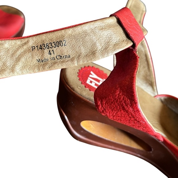 Fly London Red Leather Hert Sandals Women’s EU 41 / US 10.5 - Picture 3 of 15
